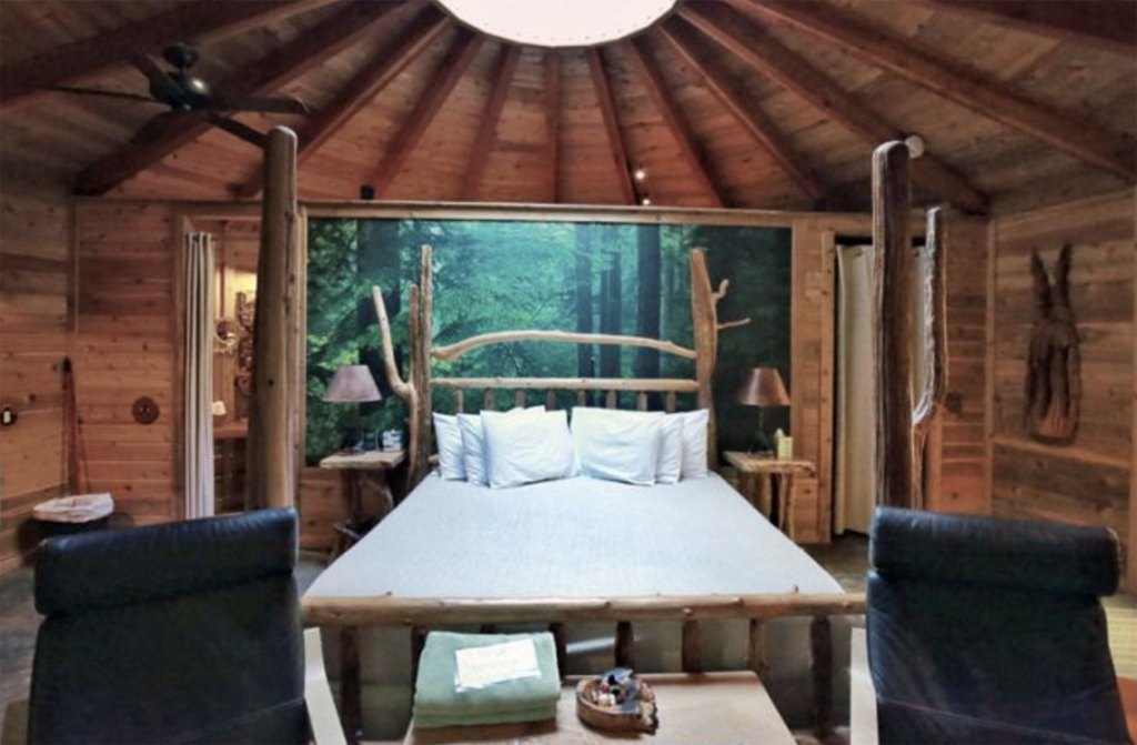 inside a cabin yurt, one of the best glamping in Washington state