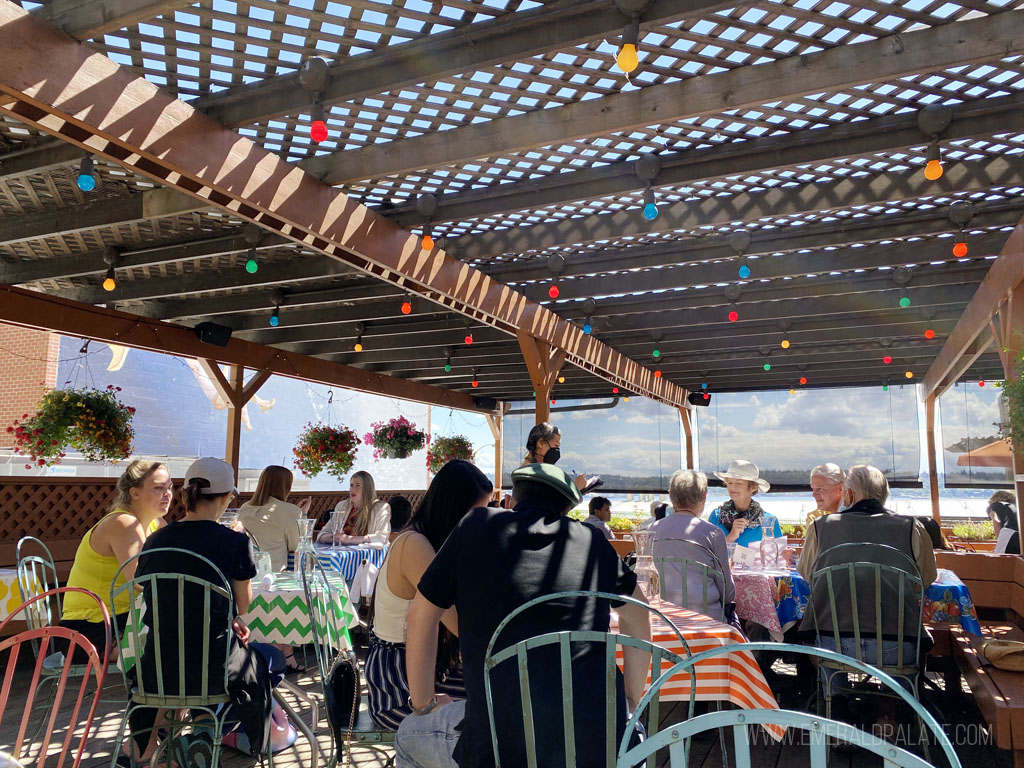 outdoor patio at one of the best restaurants in Seattle with views