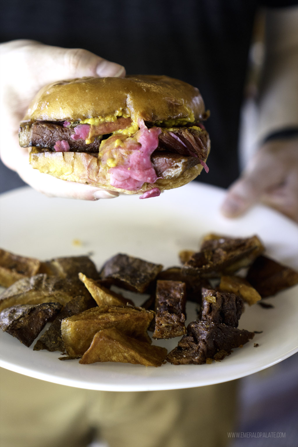 corned beef sandwich and potatoes