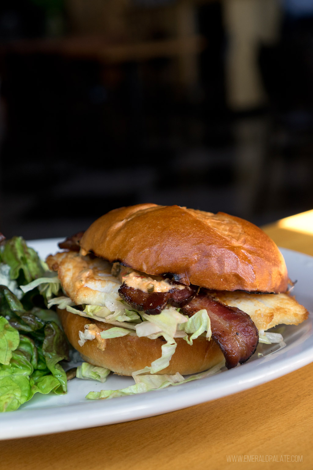 fish sandwich from a restaurant with great views in Seattle