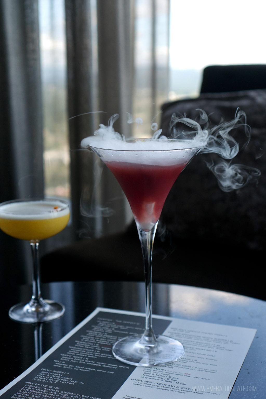 smoking cocktail from a restaurant with views in Seattle