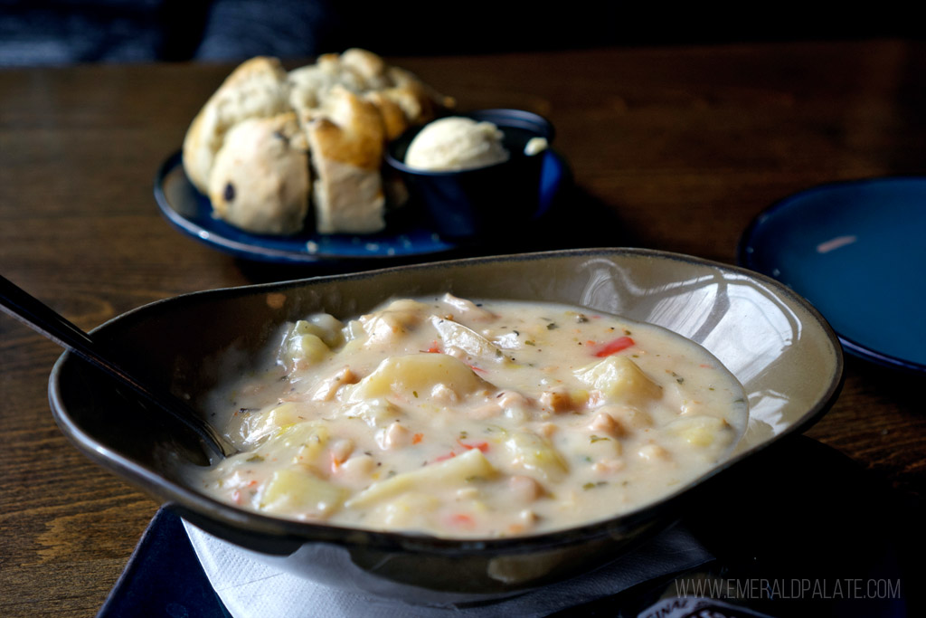bowl of clam chowder in Seattle