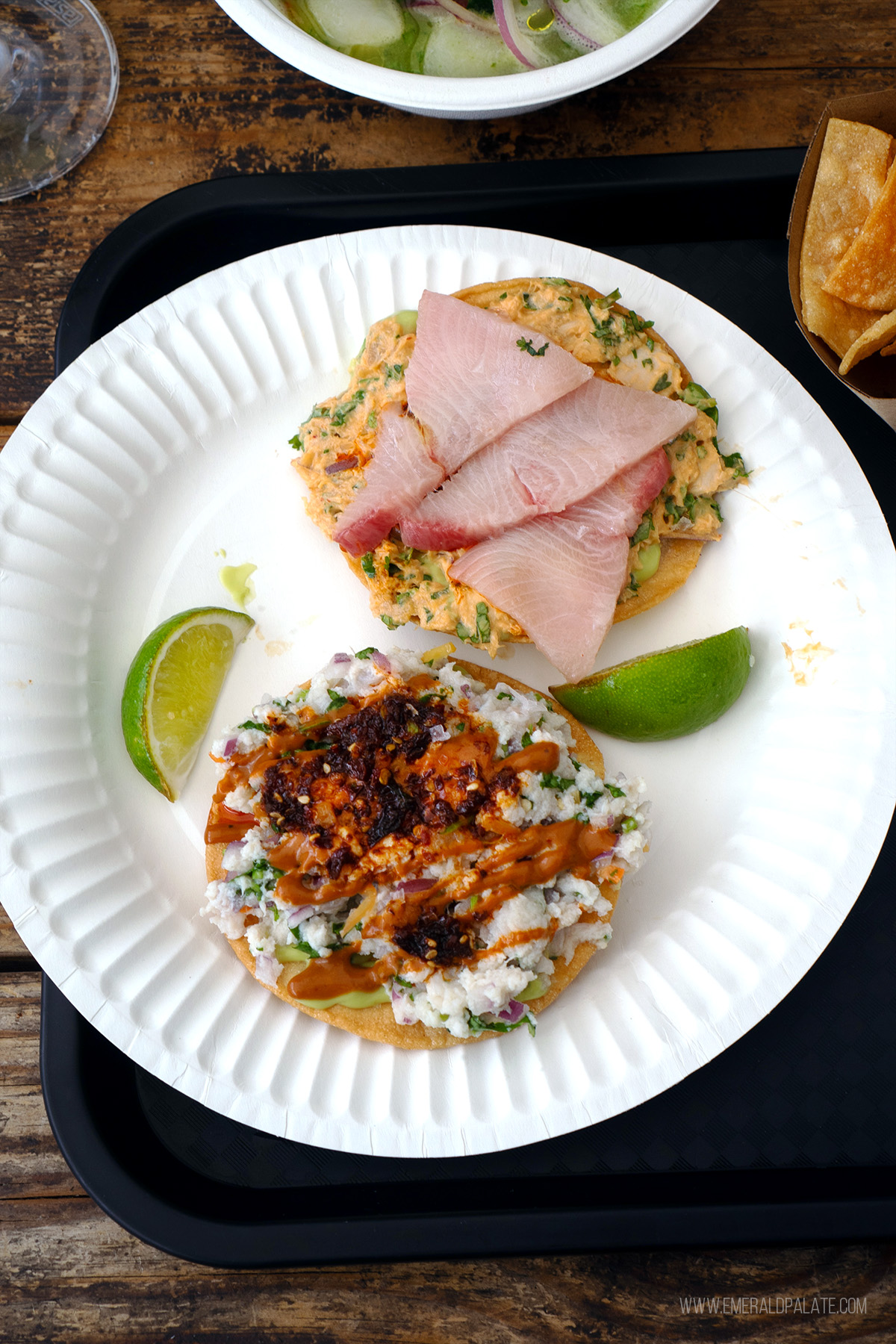 tostadas from La Marea, one of the best oyster restaurants in Seattle