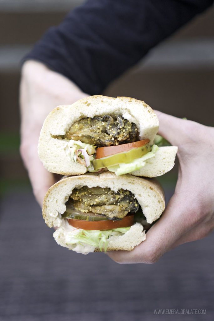 fried oyster po boy sandwich