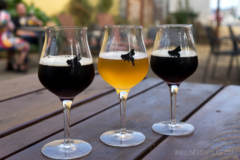 flight of beer from a brewery in Port Townsend, a must do