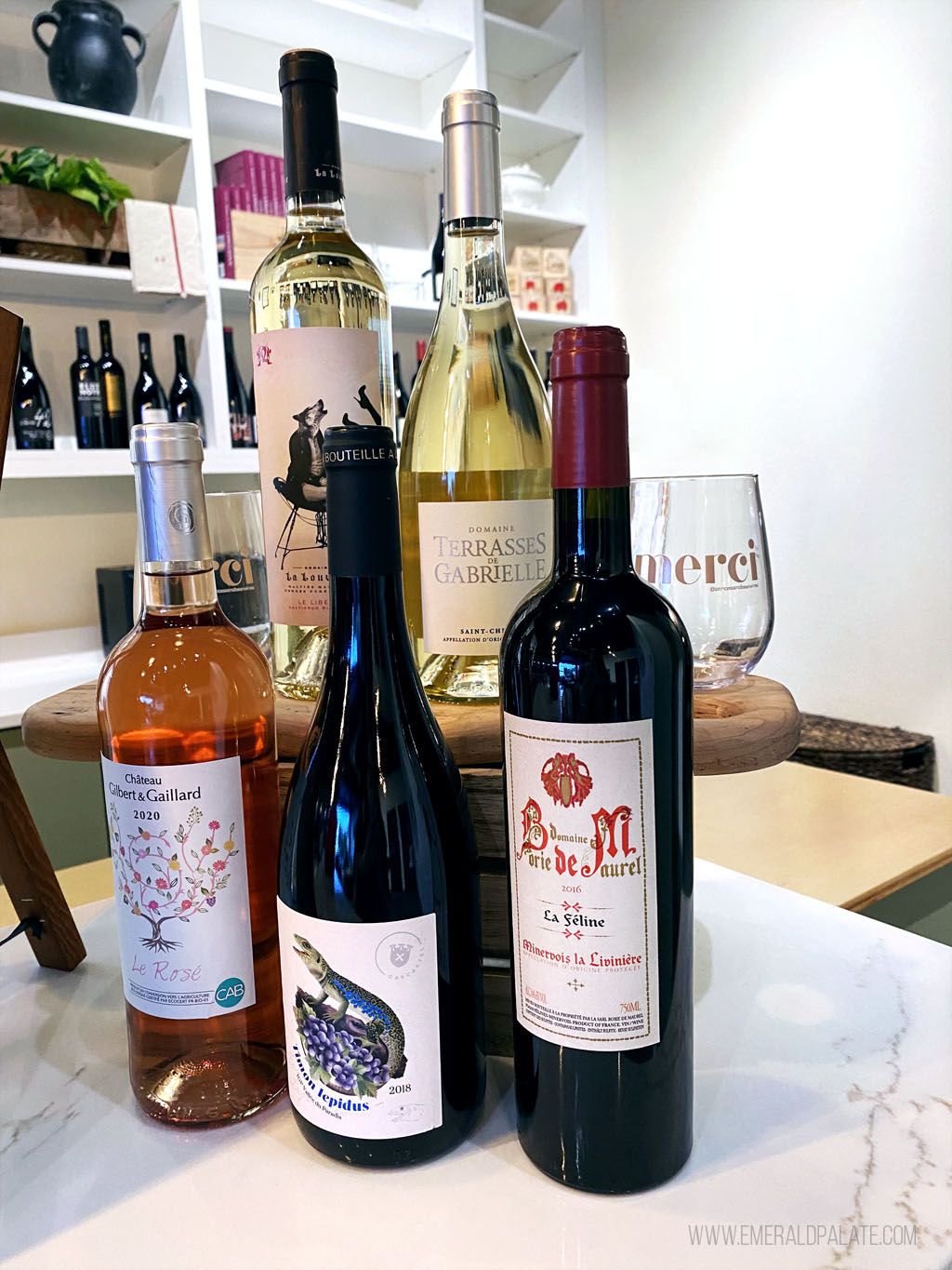 5 bottles of French wines from one of the best Seattle wine stores