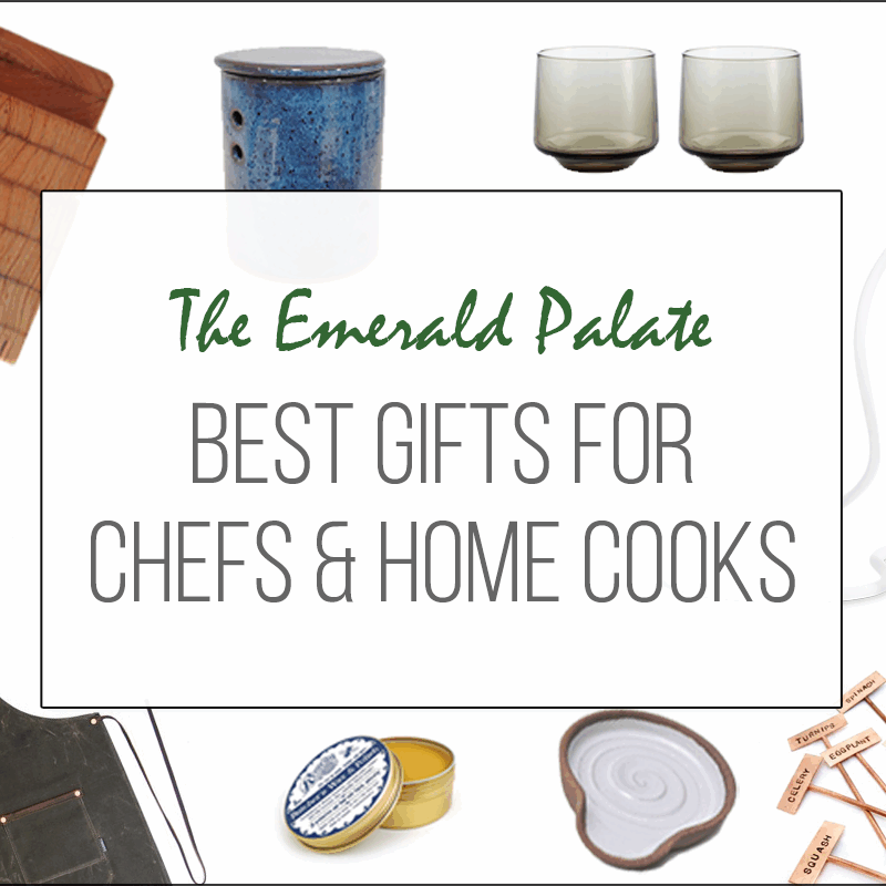 a collage of the best gifts for chefs and home cooks all made in the Pacific Northwest