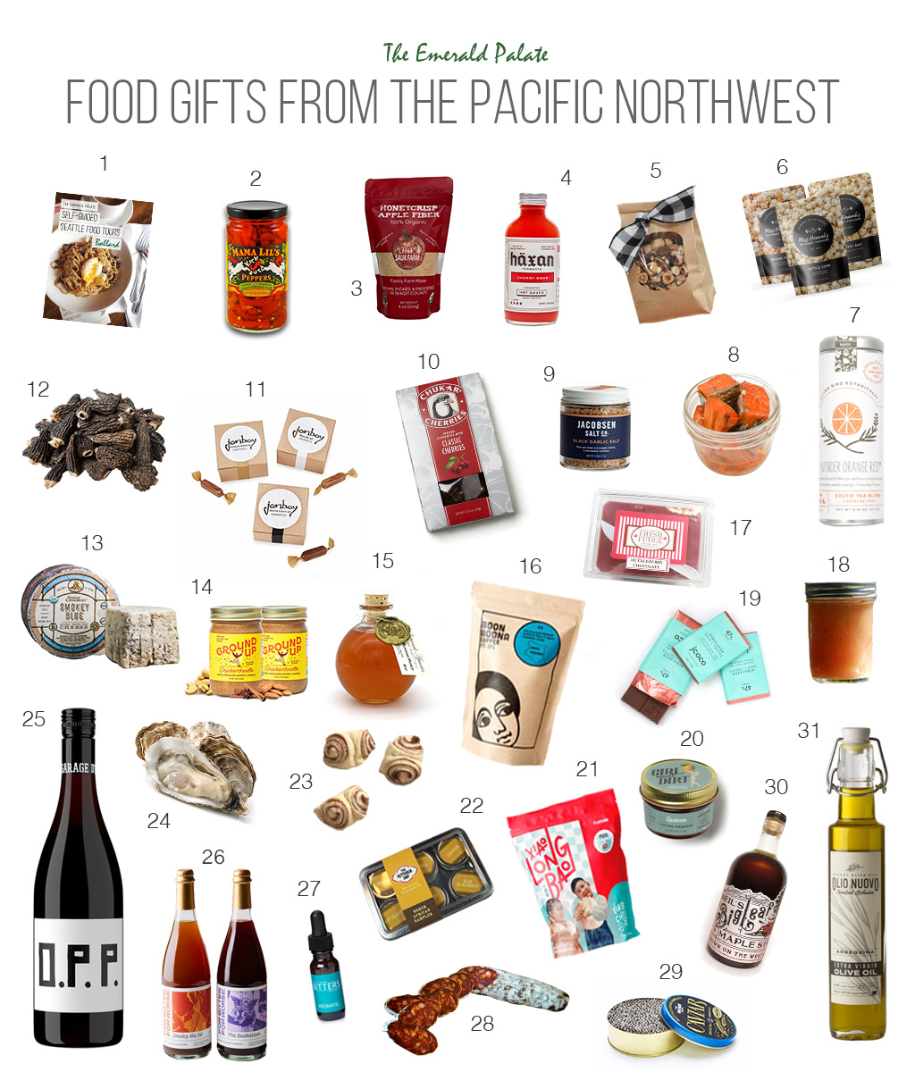 Best Pacific Northwest food gifts made in Washington, Oregon, Idaho, and BC Canada.