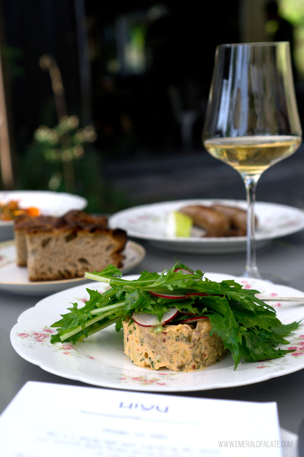 table of fancy dishes and wine at one of the best Columbia River Gorge wineries