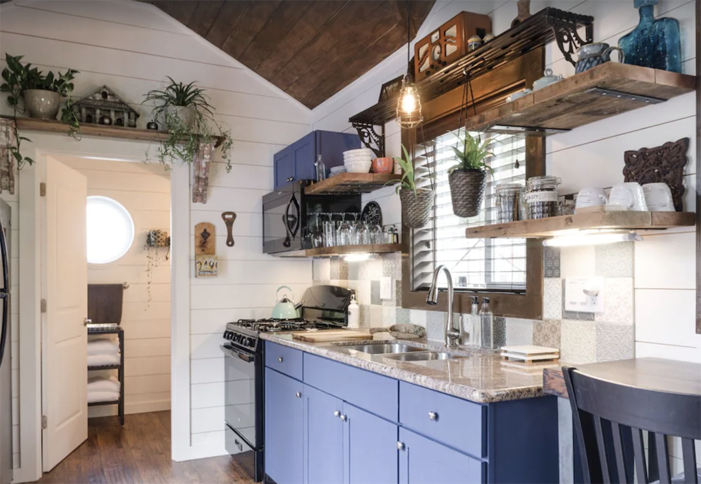 inside a modern tiny home cabin in Portland