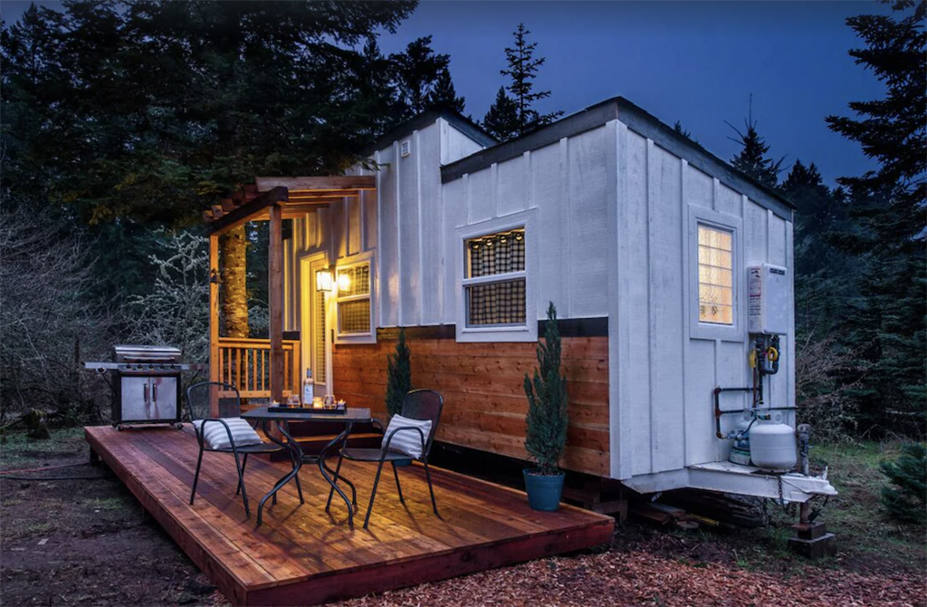 tiny home at night