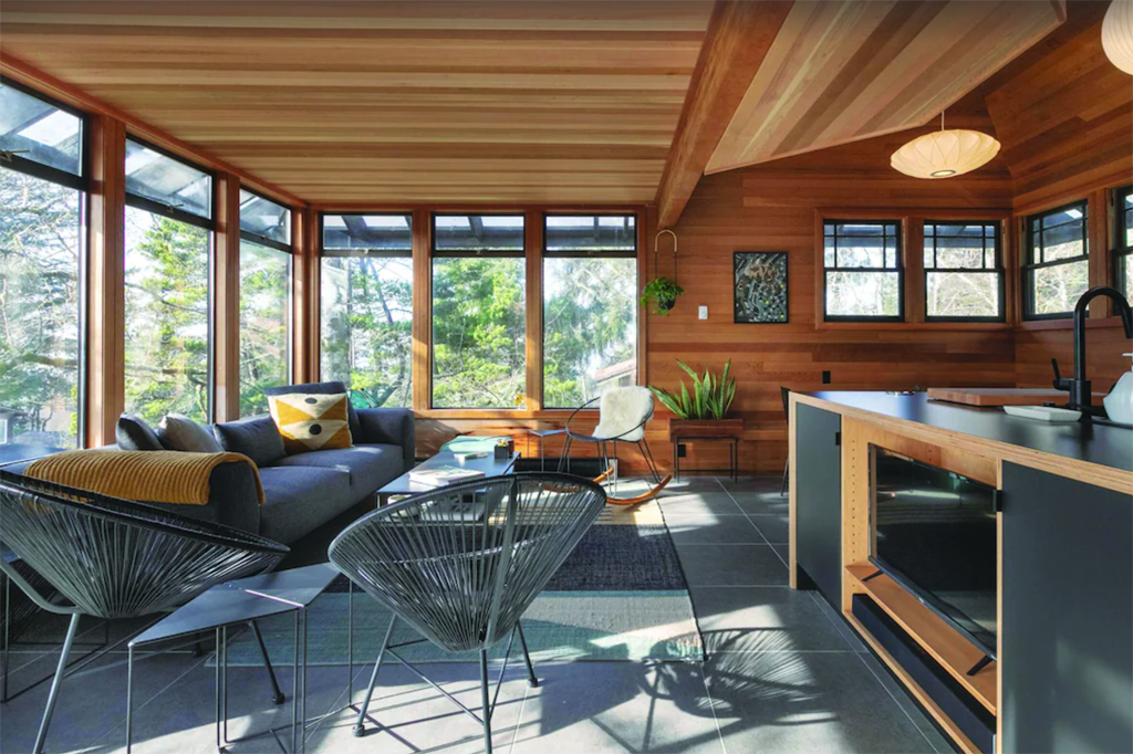 interior of a modern cabin in Oregon