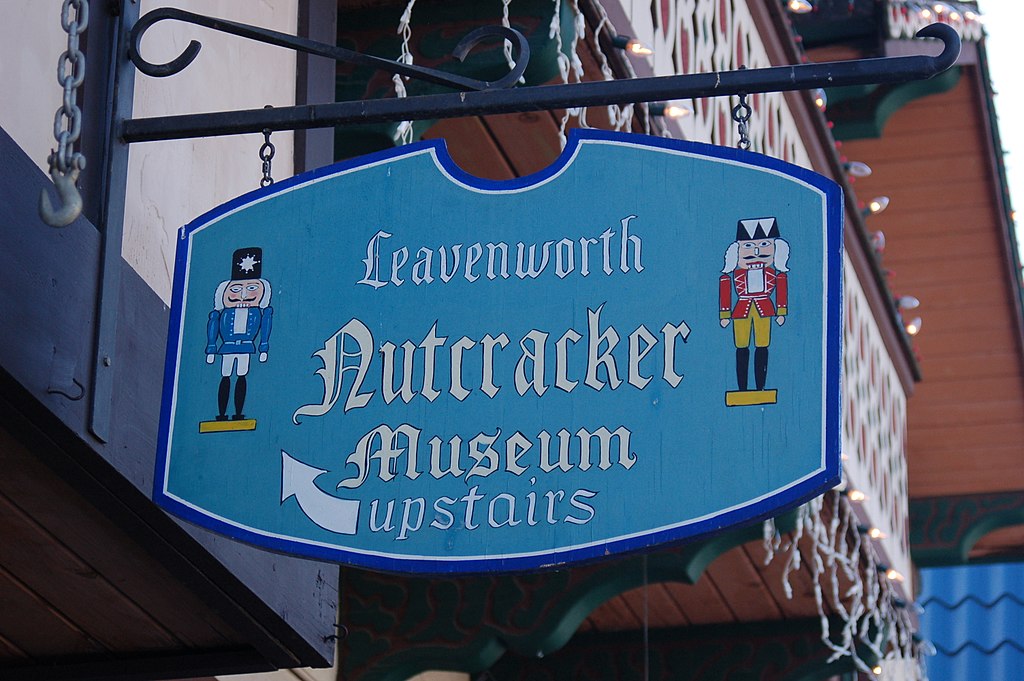 close up of the Nutcracker Museum sign in Leavenworth
