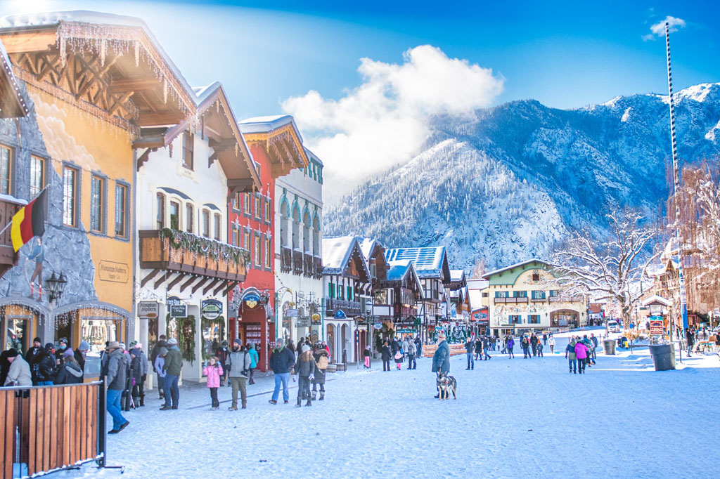 downtown Leavenworth, WA during winter