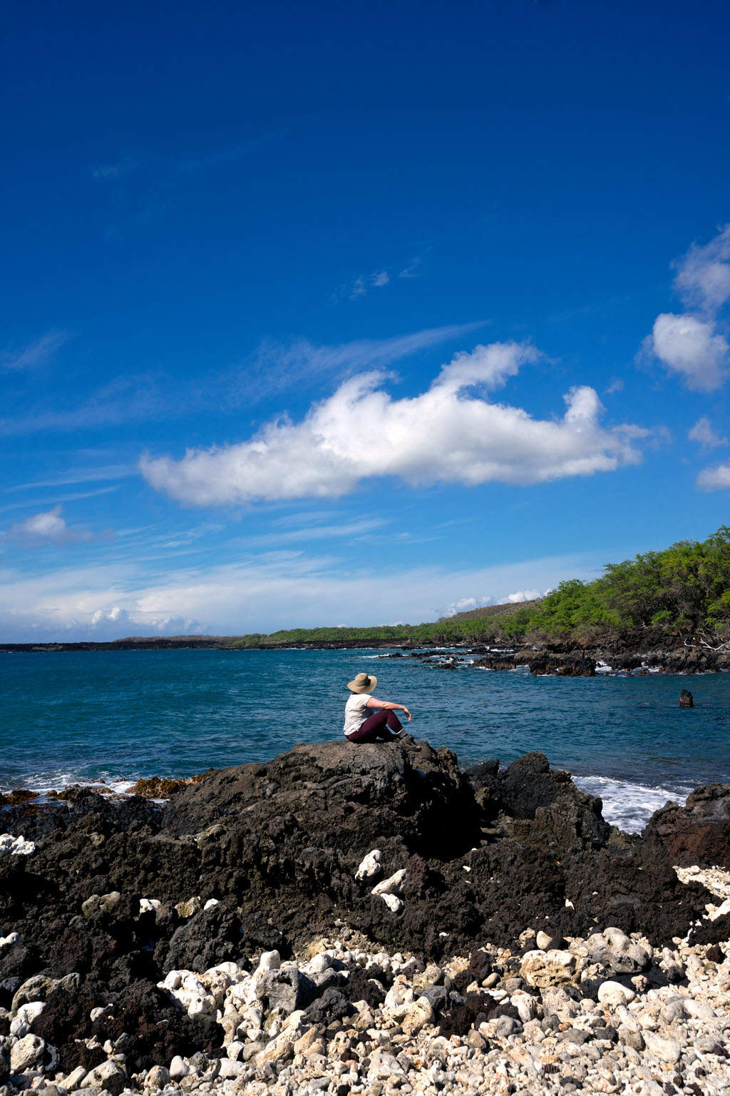 woman sitting on coast of one of Maui's best easy hikes