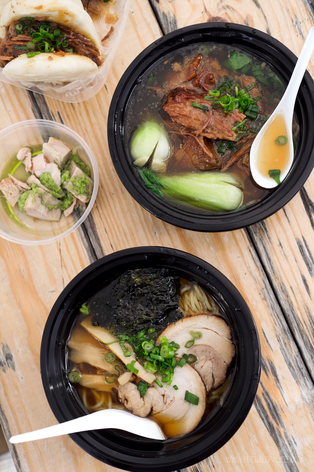 overhead shot of ramen bowls from one of the five-star restaurants in Seattle