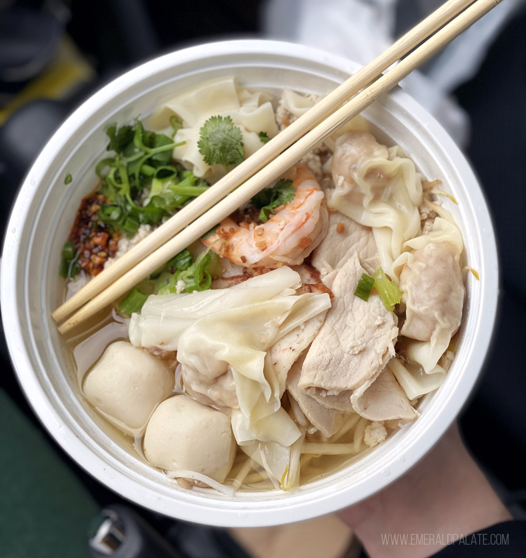 noodle soup with shrimp and cilantro, one of the best soups in Seattle