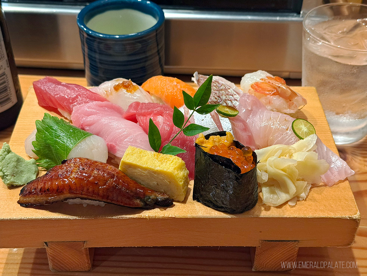 sushi nigiri spread at one of the restaurants locals eat at in Maui