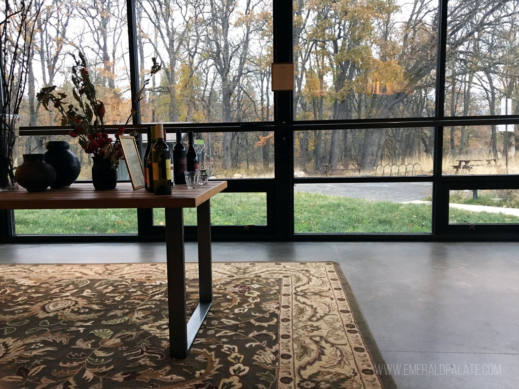 inside a Columbia River Gorge winery tasting room