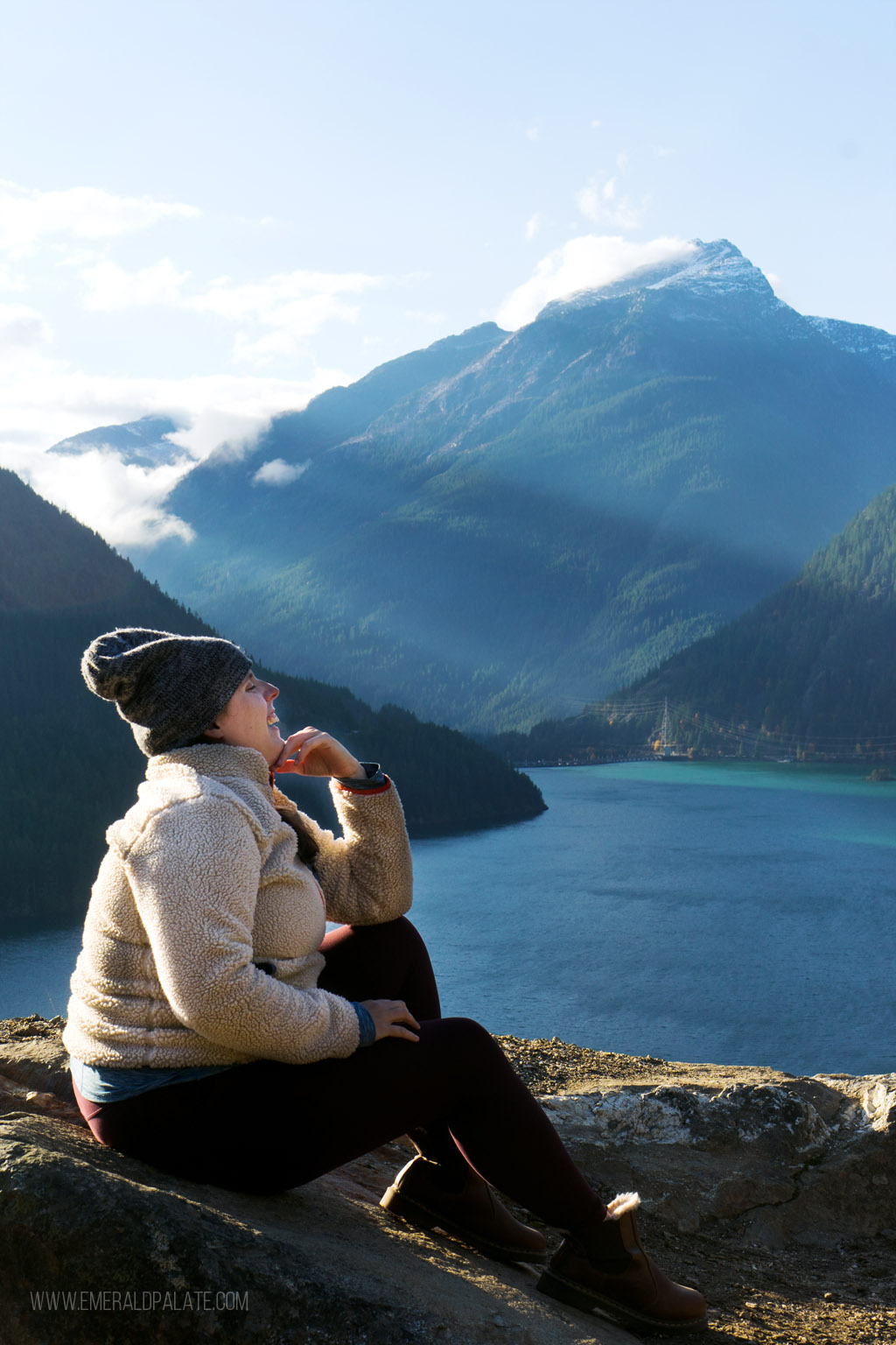 woman looking out over Diablo Lake, a must see on a North Cascades National Park itinerary