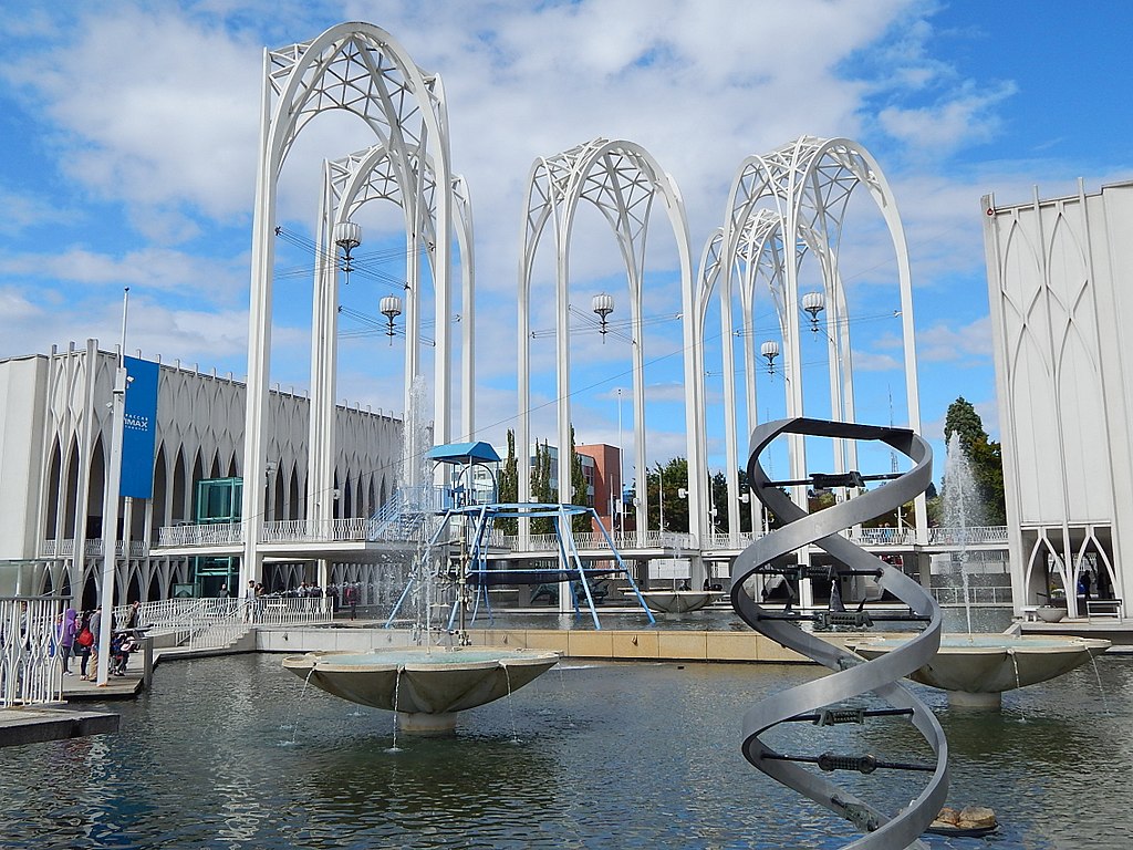 arches outside the Pacific Science Center in Seattle
