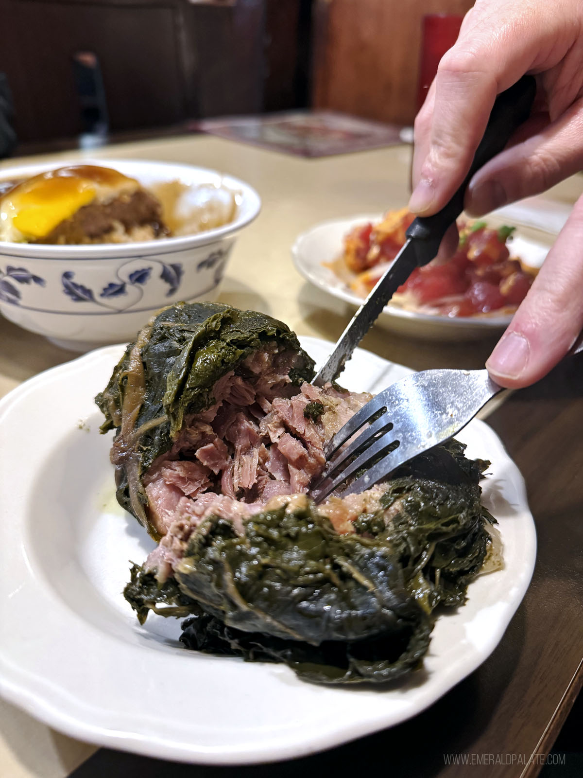 laulau pork from one of the best places or Hawaiian food in Seattle