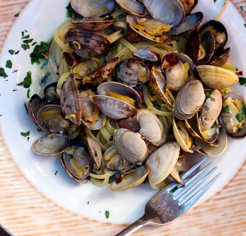 bowl of pasta with clams from one of the best Pike Place restaurants