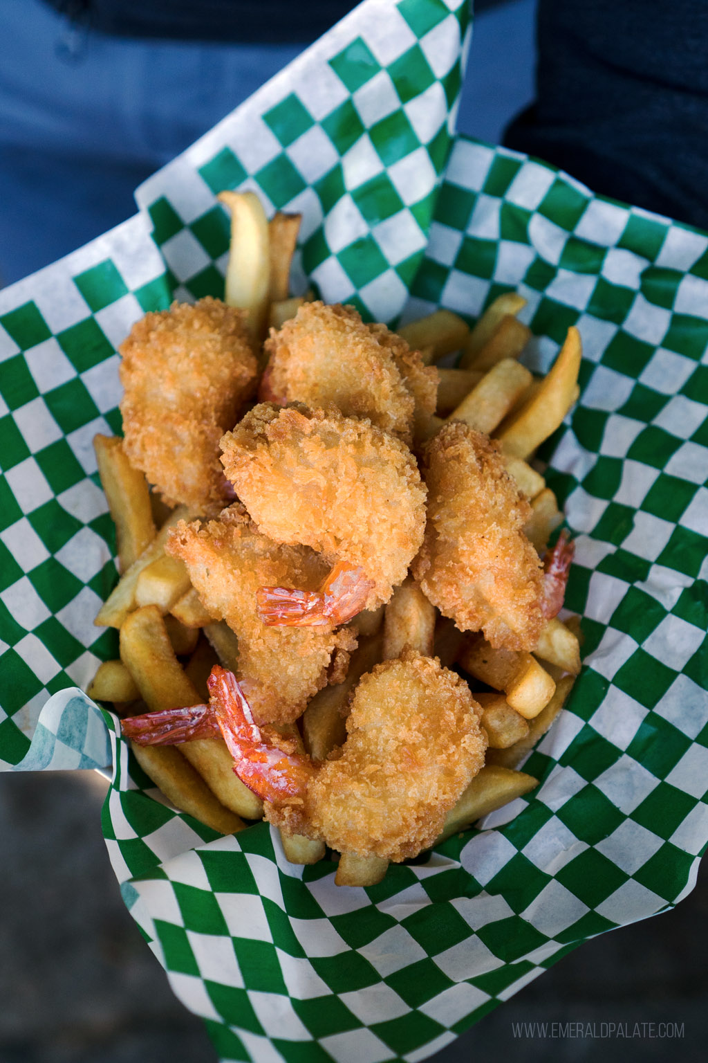 popcorn shrimp and fries from a Seattle Black-owned restaurant