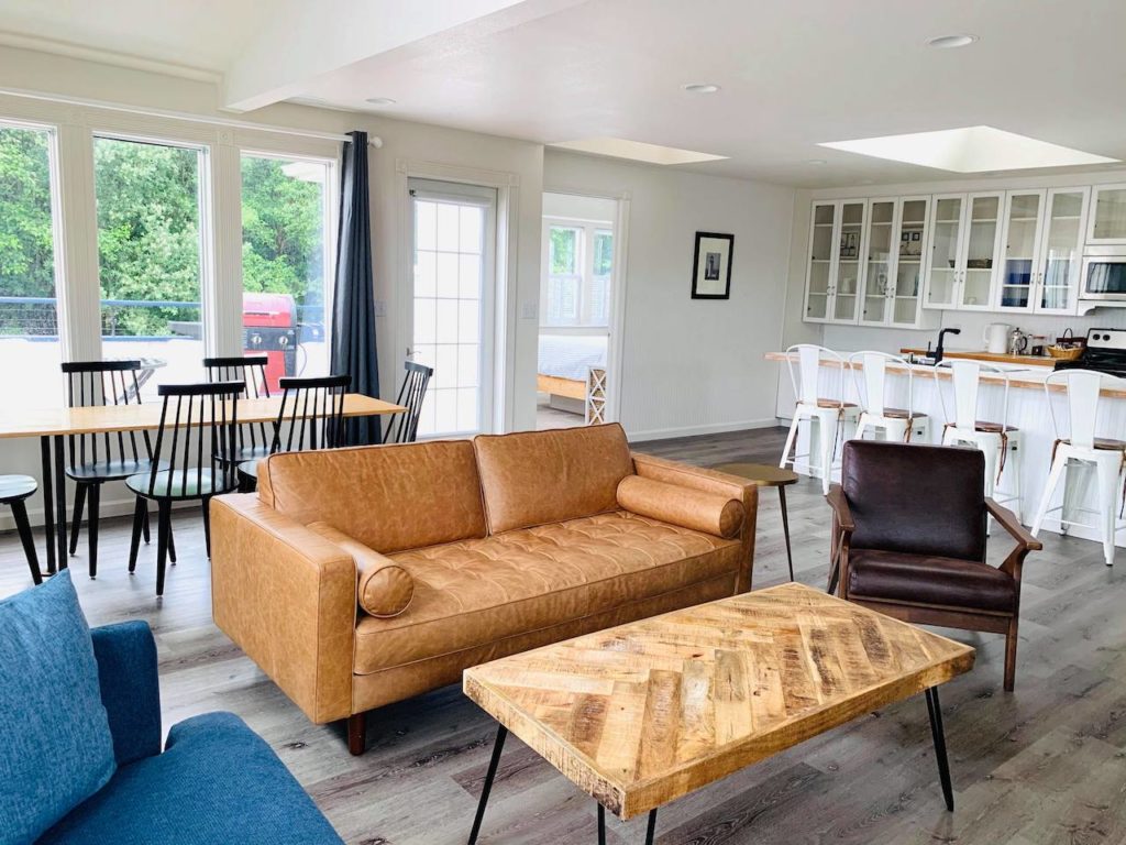 living room in one of the WA coast cabins you should visit