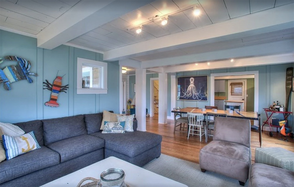 inside a beachy seaside cabin