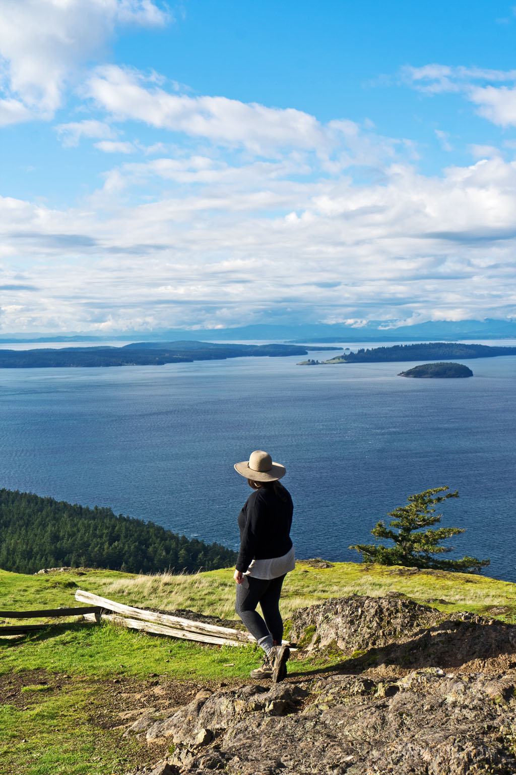 woman hiking on Orcas Island, WA