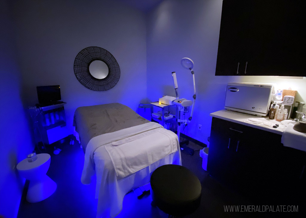 treatment room for a facial at one of the best Seattle spas