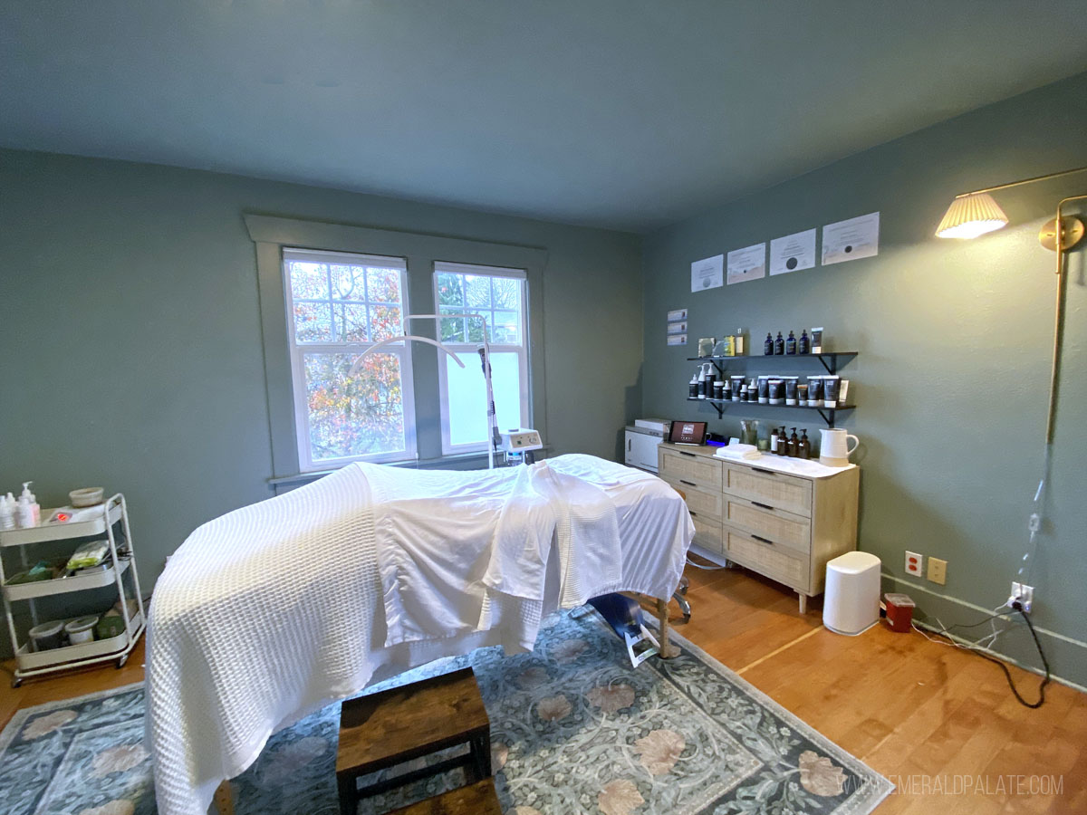 Facial room at Skin & Sage Spa in Seattle
