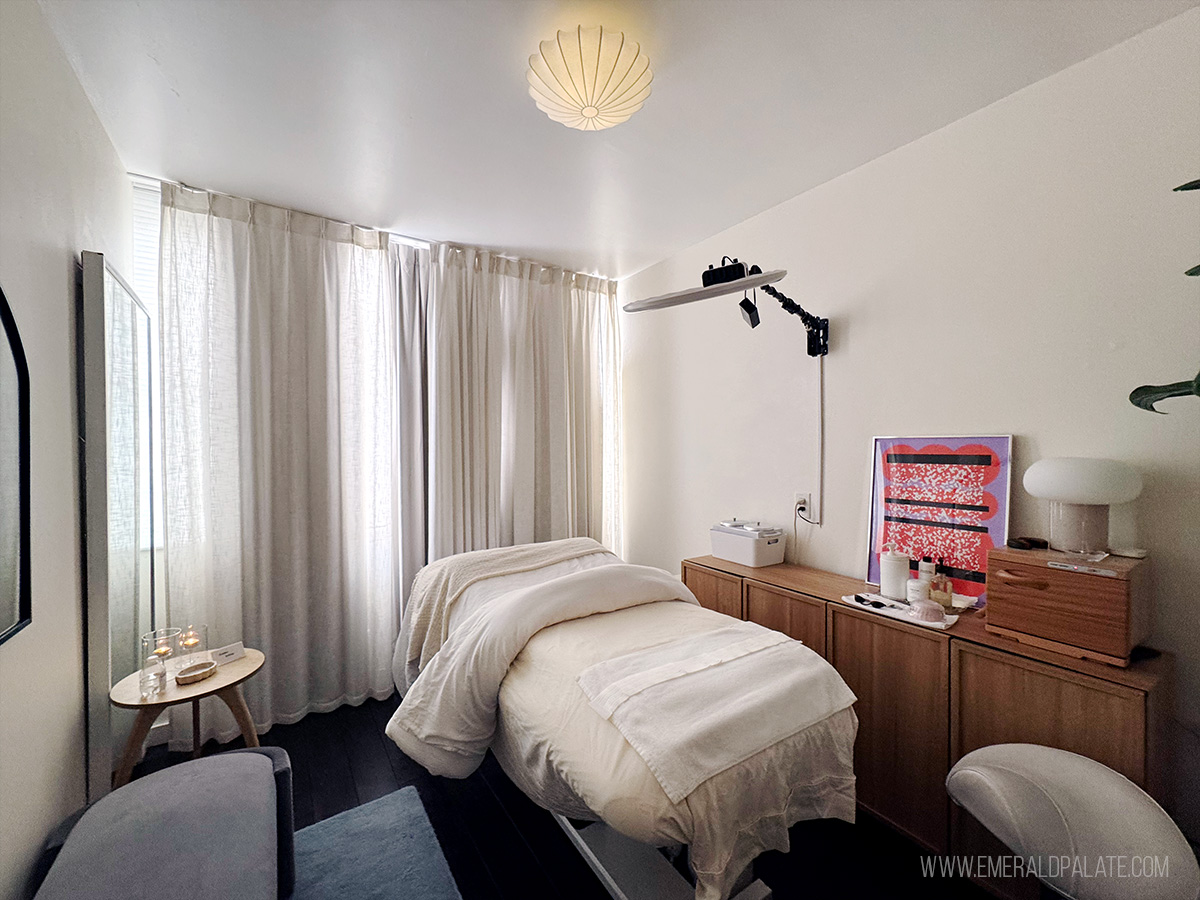facial treatment room at a Seattle spa