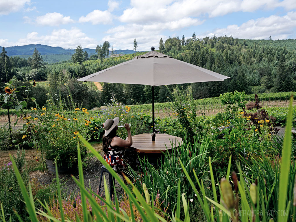 woman sipping wine at one of the best Eugene, OR wineries