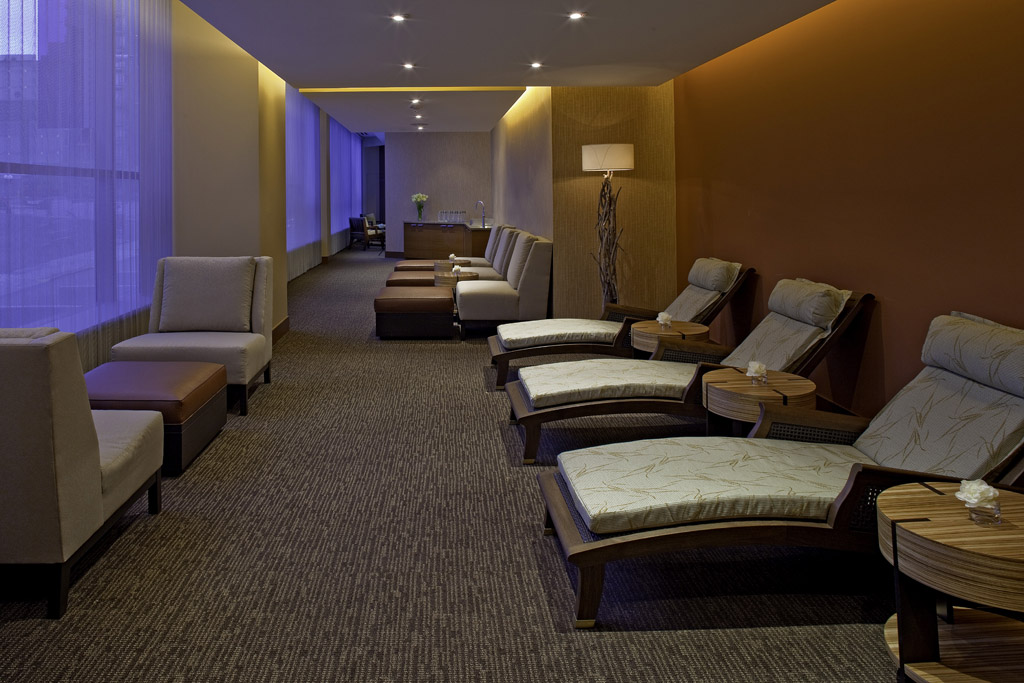 relaxation room with chaise lounges