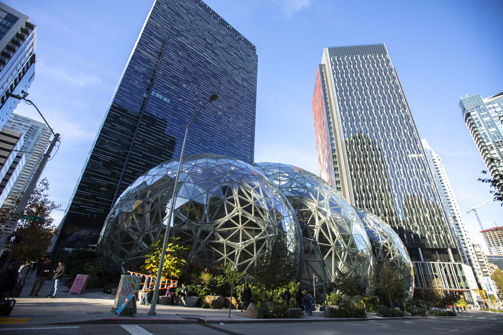 Amazon Spheres, one of the best places to take pictures in Seattle