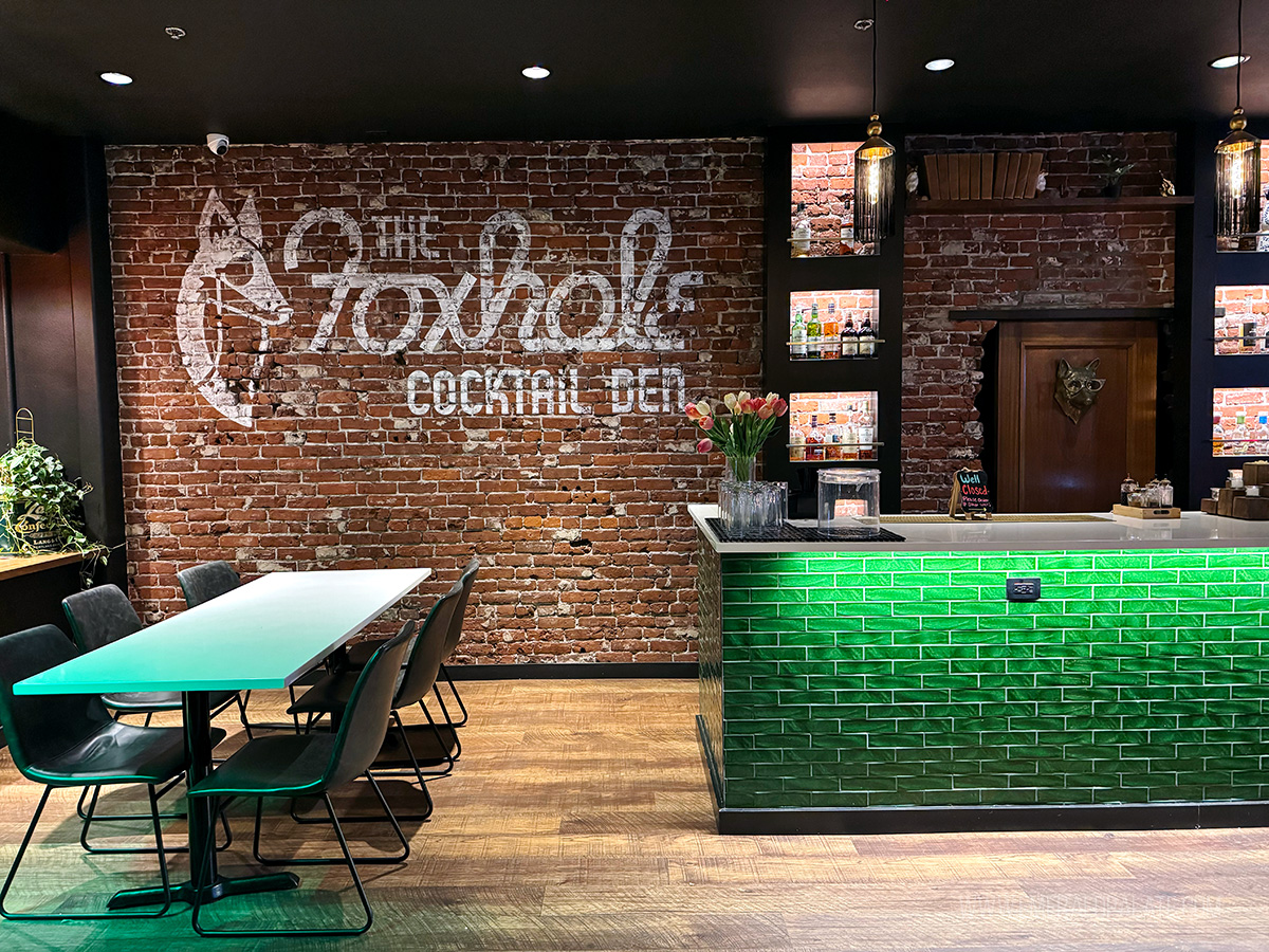 The Foxhole Den interiors, a cocktail bar in Vancouver, Washington