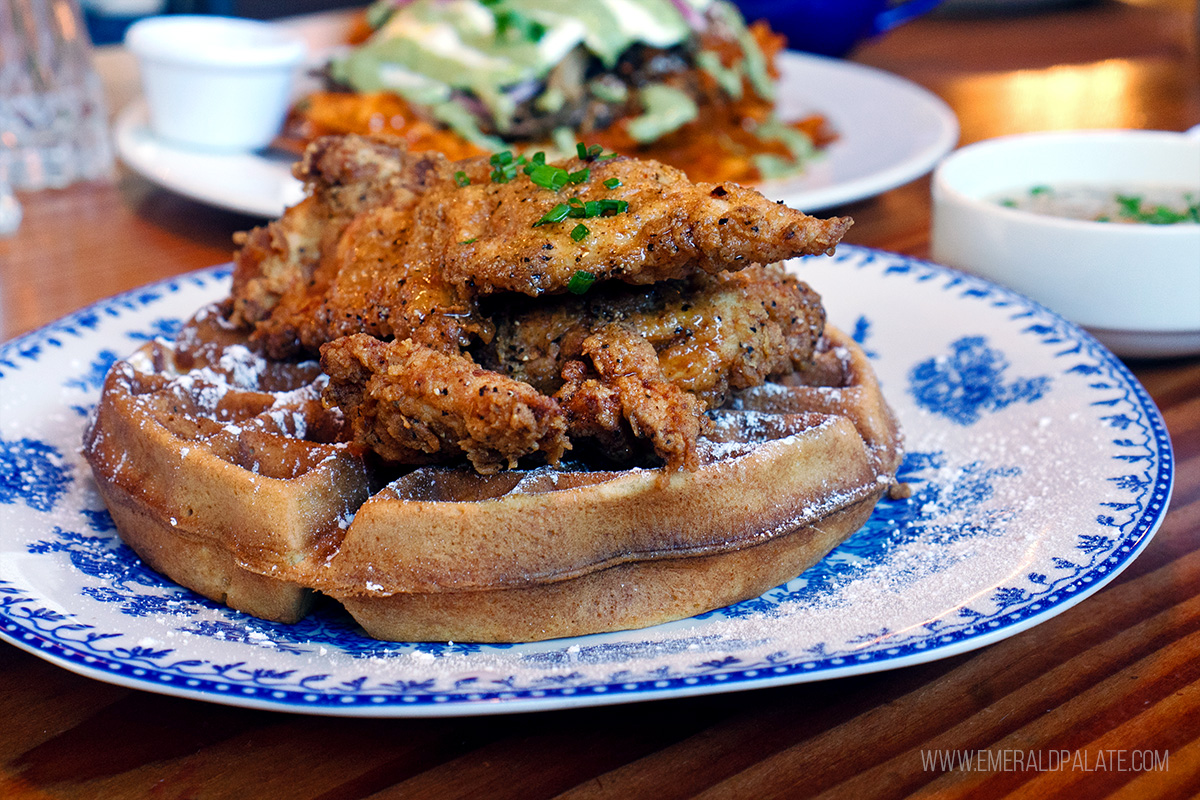 fried chicken and waffles from one of the best Vancouver, WA restaurants
