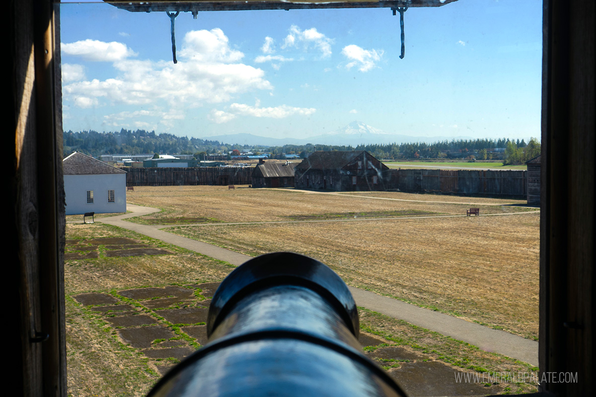 cannon looking out over Fort Vancouver, one of the best things to do in Vancouver WA