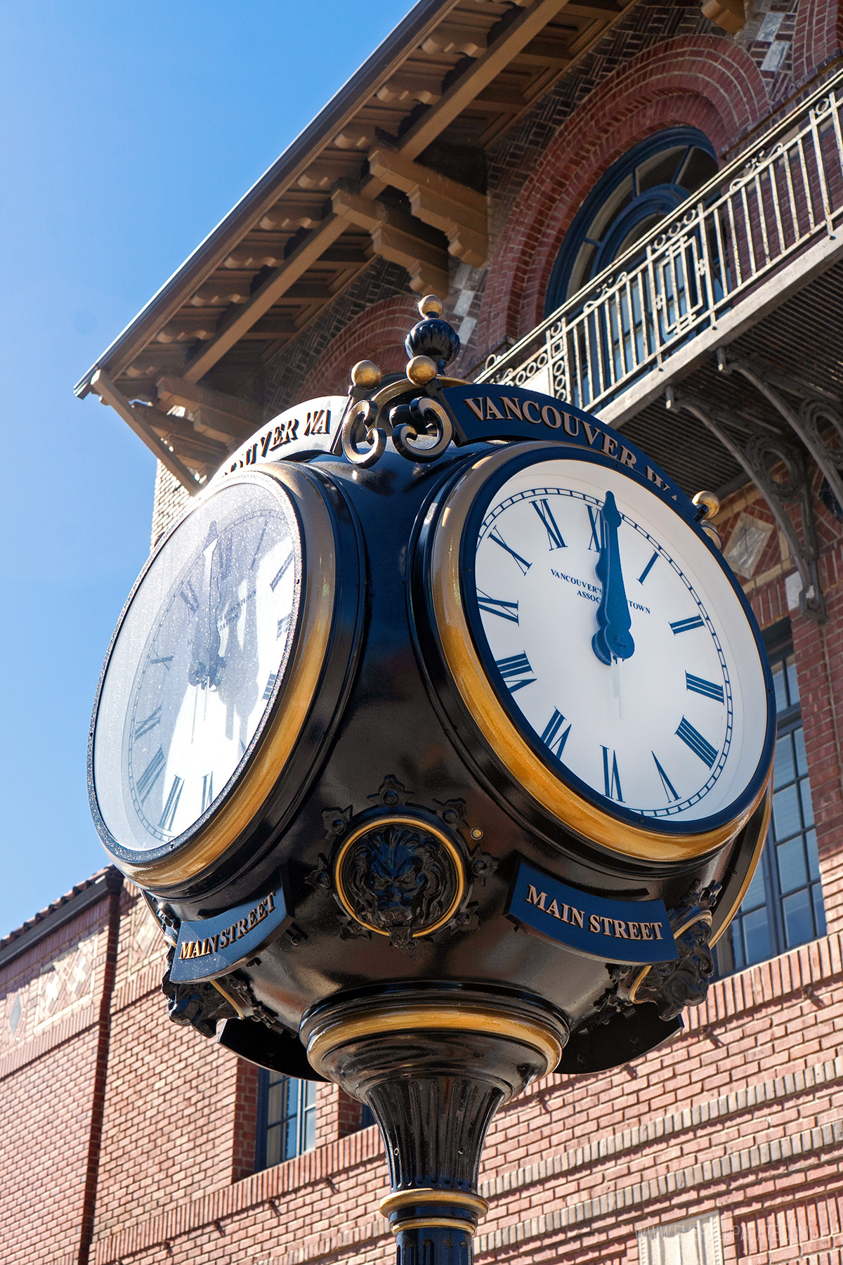 historic clock in downtown Vancouver, WA
