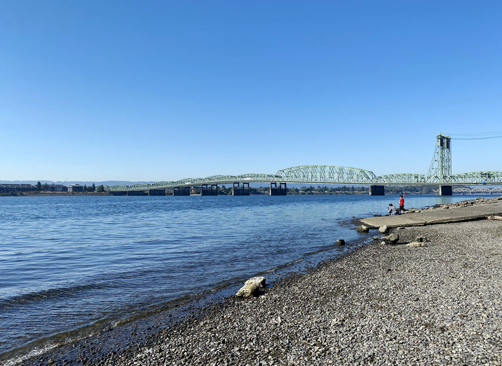 pebble beach in Vancouver, WA overlooking the Columbia River