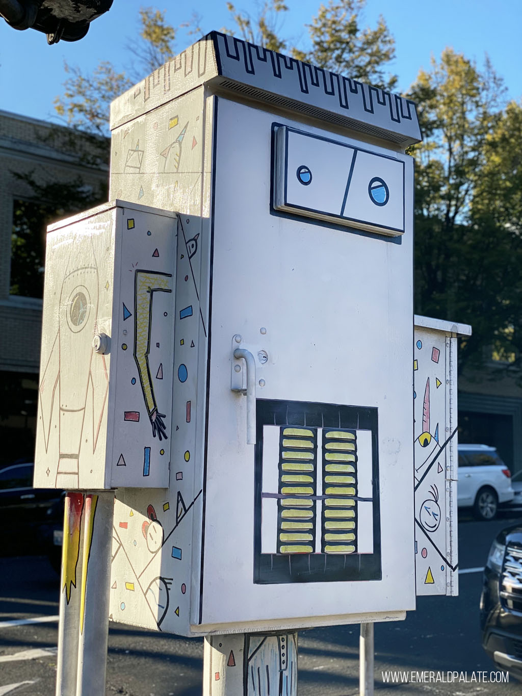 utility box made to look like a robot