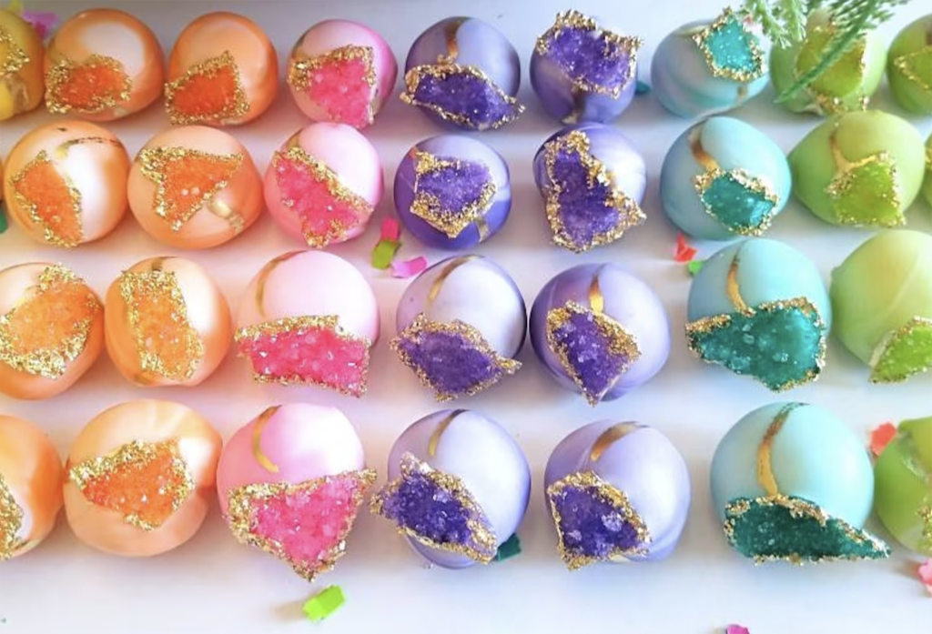 colorful truffle balls made to look like geode crystals