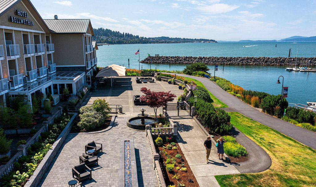 exterior of a hotel on the water in WA