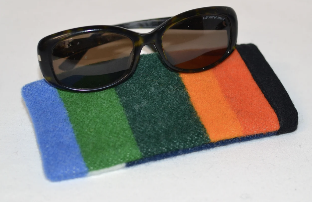 felt striped sunglass case perfect for travel