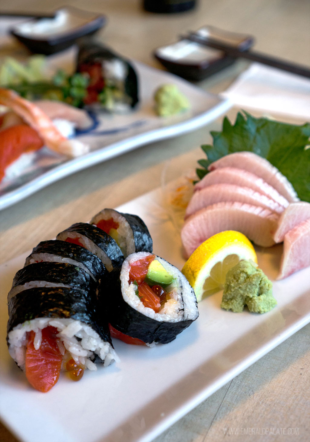 tuna roll and hamachi at one of the best sushi restaurants in Seattle