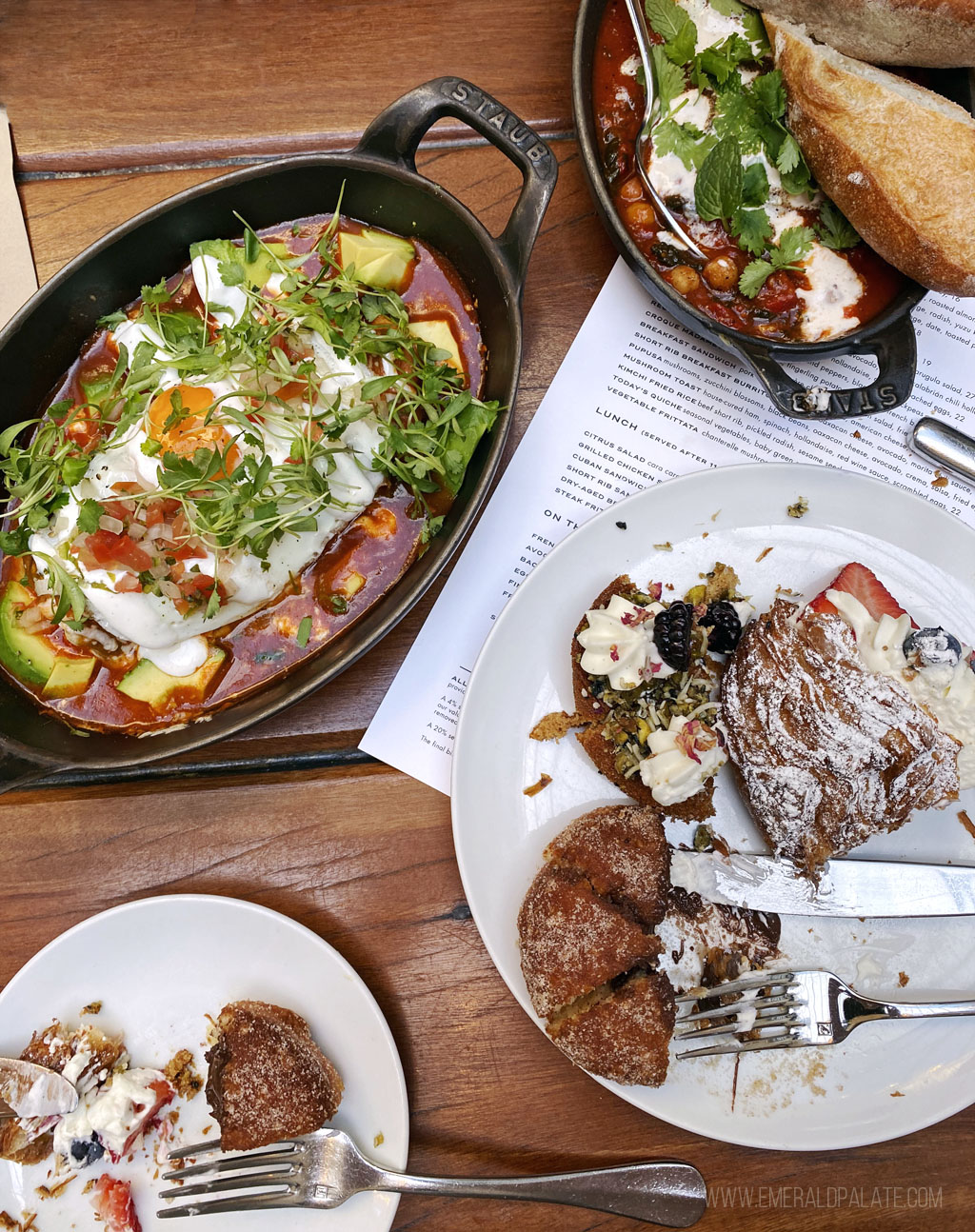 table of brunch food at one of the best Los Angeles restaurants