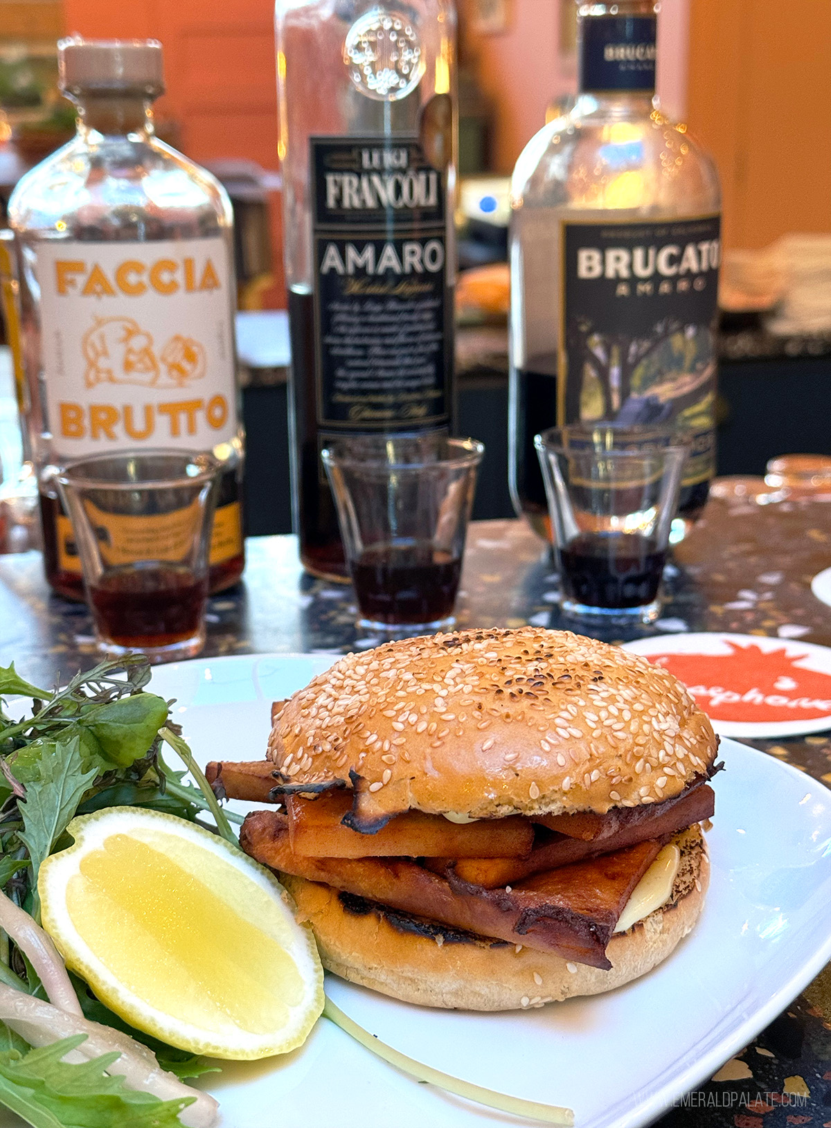 panelle sandwich at an amaro bar in Seattle