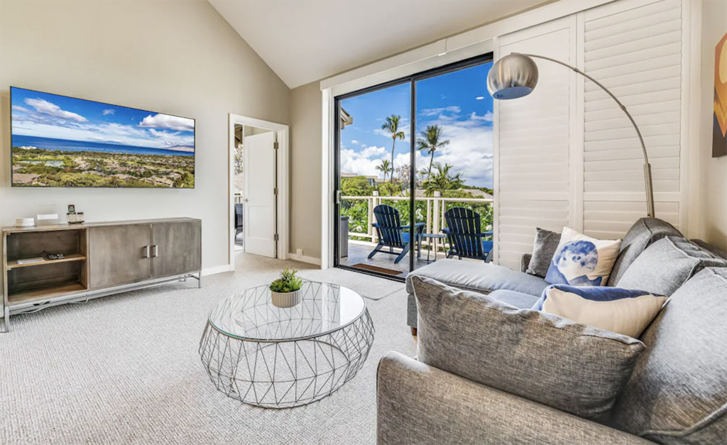 living room of a condo where to stay in Maui